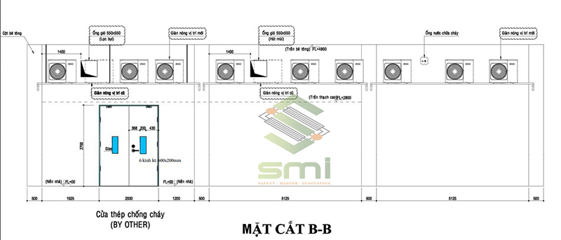 Bản vẽ hình chiếu đứng - phương án lắp đặt Sumitech đề xuất