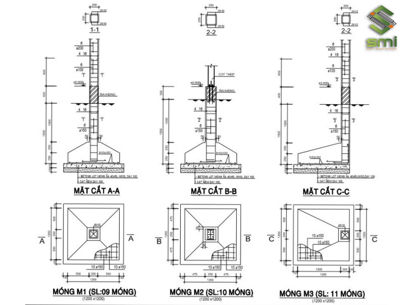 Kết cấu một móng nhà xưởng tiền chế đơn giản