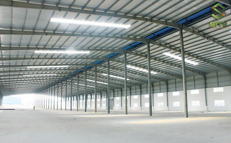 Nhà xưởng khung thép một tầng, mái tôn