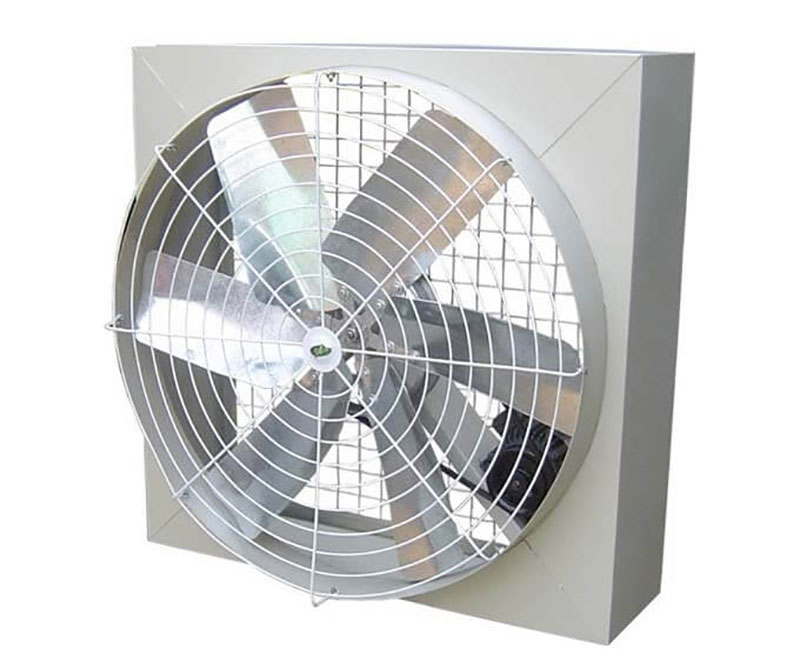 Quạt công nghiệp hình vuông gắn tường được lắp đặt trực tiếp trên tường nhà xưởng